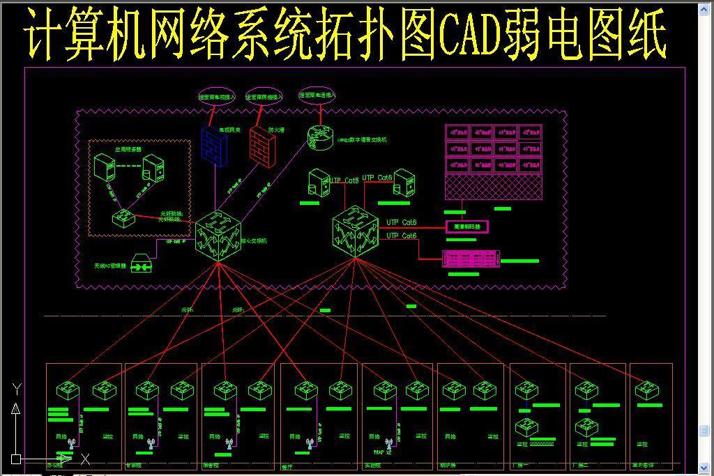 原创计算机网络系统拓扑图CAD弱电图纸-版权可商用
